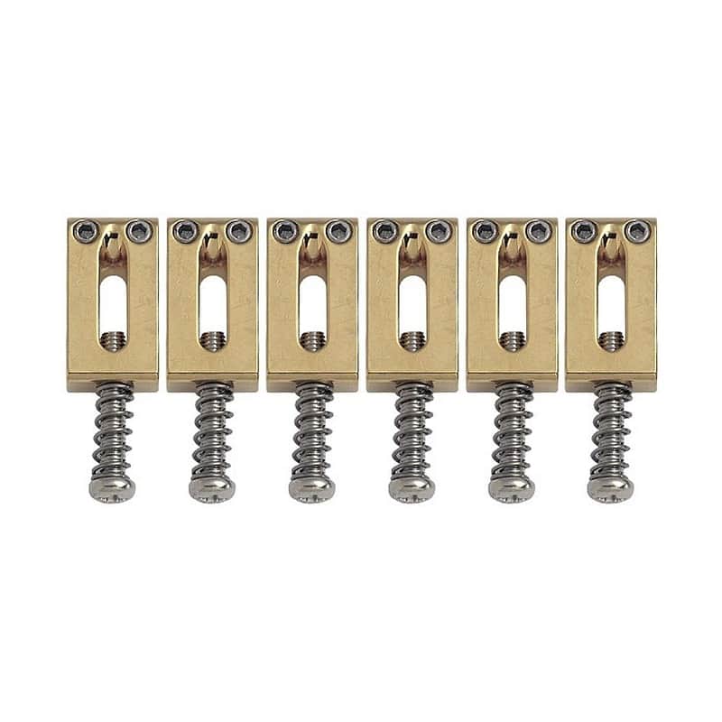 バッカス ストラト GOTOHペグ fenderブリッジ Gotoh S11 Brass Saddle Set Fender USA Standard Spacing (Gold) | Reverb
