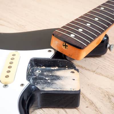1986 Squier by Fender Stratocaster '62 Vintage Reissue Black Slab Board, Japan MIJ image 15