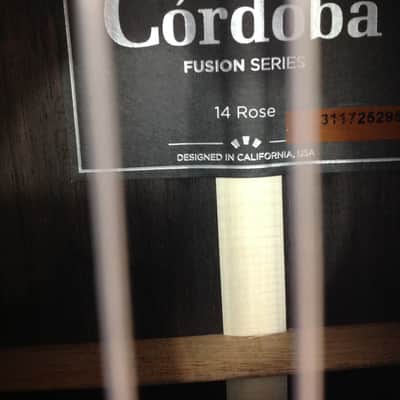 Cordoba Fusion 14 Rose w/ Solid Rosewood Top - Fishman Presys Preamp - Tuner & Premium Gigbag #25295 image 7