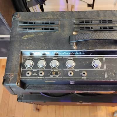 VOX - 1967 Westminster V1182 Solid State Amp Head - 1968 Royal Guardsman Model V4131 Cabinet - Rolling/Tilting Metal Stand - Black - Thomas Organ Company - California - USA - "AS-IS" image 17