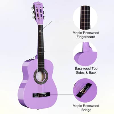 ADM Beginner Acoustic Classical Guitar 30 Inch Nylon Strings Wooden Guitar Bundle Kit for Kid Boy Girl Student Youth Guitarra Online Lessons with Gig Bag image 3