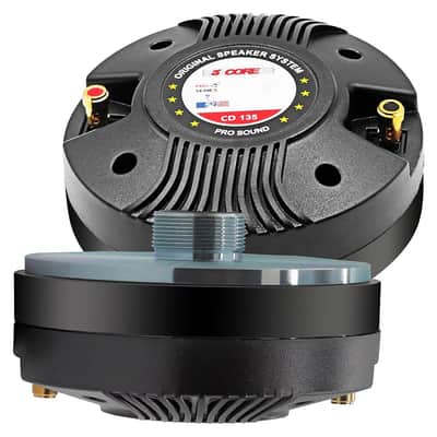 5 Core Compression Driver Pair 270W Combined RMS Titanium Tweeter Diaphragm 8 Ohm 1.75" Voice Coil High Frequency 1.5k-20kHz Weatherproof Thro image 14
