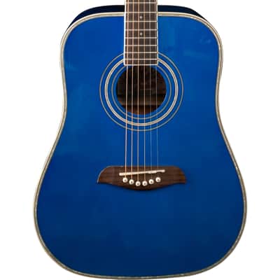 Oscar Schmidt OGHSTBL 1/2 Size Steel-String Acoustic Guitar, Transparent Blue image 2