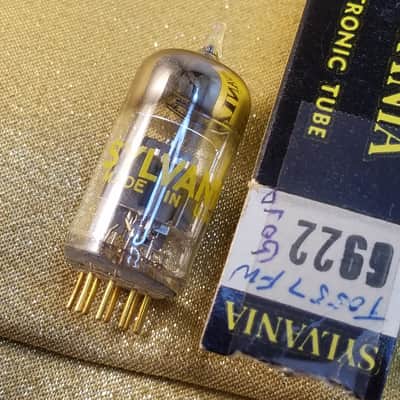 Sylvania Matched Pair (2) 6922 premium tNOS AT1000 TESTED Vacuum Tubes Gold pins rare D getter E88CC dual triode or GB6DG8 1963 image 1