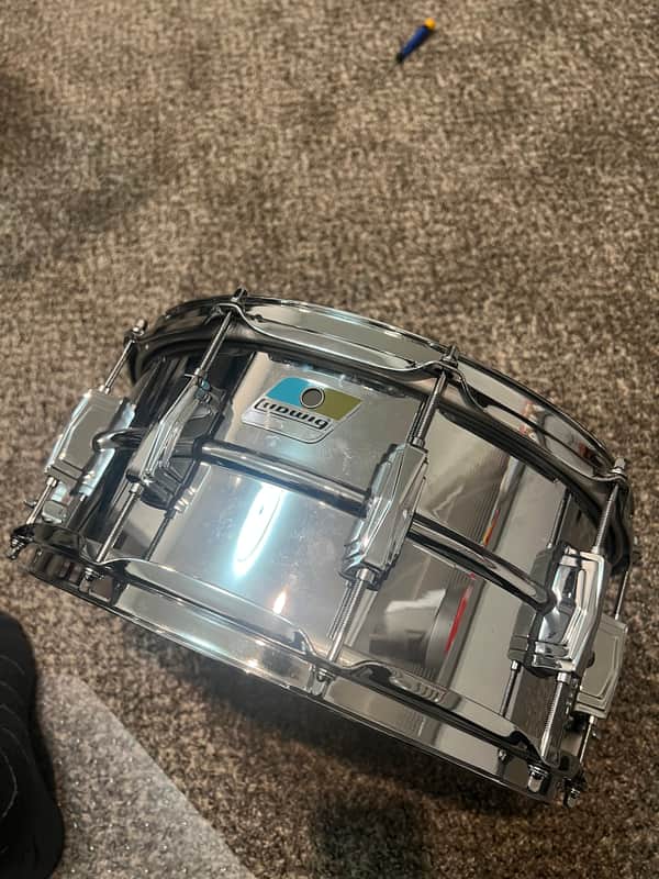 Ludwig LM402 Supraphonic 6.5x14" 10-Lug Aluminum Snare Drum 1985 - Present - Chrome-Plated image 1