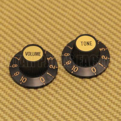 PK-0140-G (2) Black & Gold Witch Hat Knobs Guitar/Bass For 6mm Pots T/V