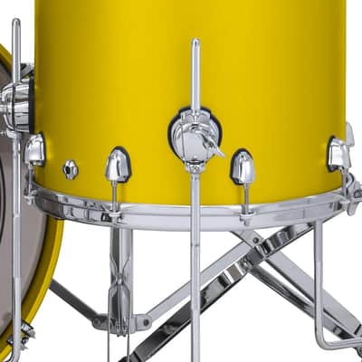 Mapex Saturn Evolution 14x12" Tuscan Yellow Lacquer w/Chrome Hardware Floor Tom w/Legs Maple-Walnut | NEW | WorldShip | Dealer image 2