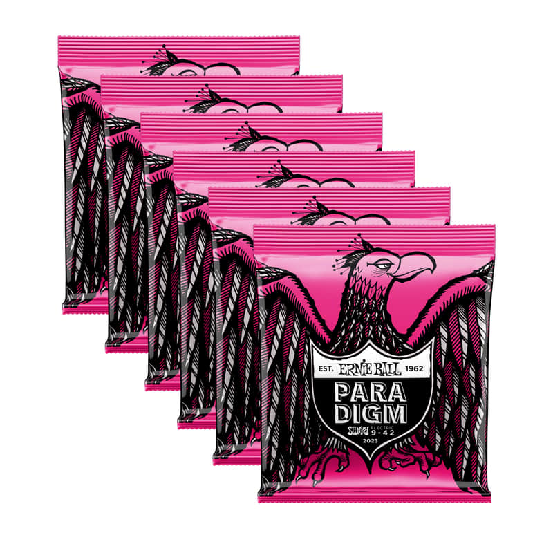 6 PACK Ernie Ball 2023 Paradigm Electric Guitar Strings, Super Slinky (9-42) image 1