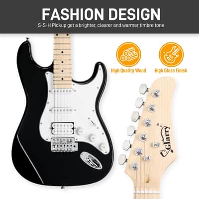 Glarry GST Electric Guitar HSS Pickups w/20W Amplifier - Black image 4