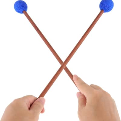 1Pair Mallets Medium Blue Hard Yarn Head Keyboard Percussion Mallets with Maple Wood Handle (Blue) image 3