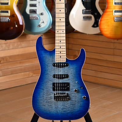 Schecter Custom Shop Sunset Custom II HSS Maple Neck Transparent Sky Blue image 1