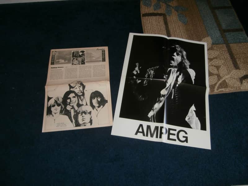 Vintage 1973 Ampeg Plug Newspaper w/ Original Mick Jagger Rolling Stones Poster! image 1