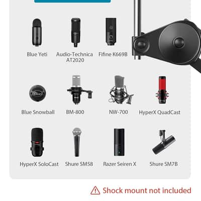 Microphone Arm Stand, Heavy Duty Mic Arm Microphone Stand Suspension Scissor Boom Stands With Mic Clip And Cable Ties For Snowball Hyper X Quadcast Solocast Fifine Gaming (Medium) image 3