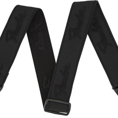 Genuine Fender WeighLess 2" Running Logo Elastic Stretch Guitar Strap, Black image 3