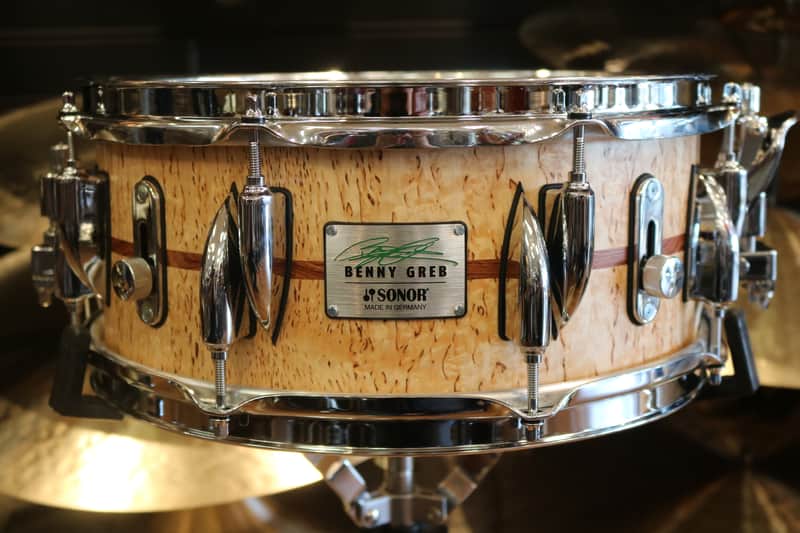 Sonor 13x 5.75" Benny Greb Signature Beech Snare Drum with Teardrop Lugs and Bubinga Inlay image 1