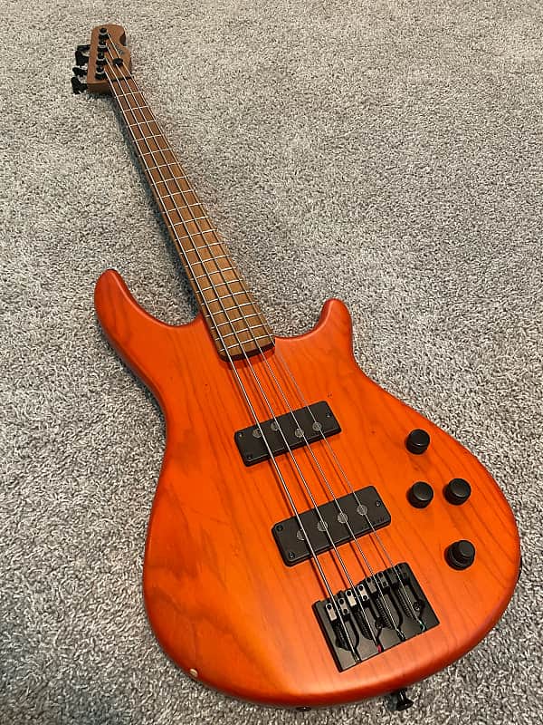 Warmoth Warmoth G4 Bass with Delano P/J Pickups and EMG Preamp Satin Orange Over Ash image 1
