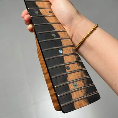 AAAAA Tele Ebony Fretboard Roasted flame Maple Electric Guitar Neck Radius 12inch Round stainless steel 22 frets hole 10mm Radius: 12 inches image 3