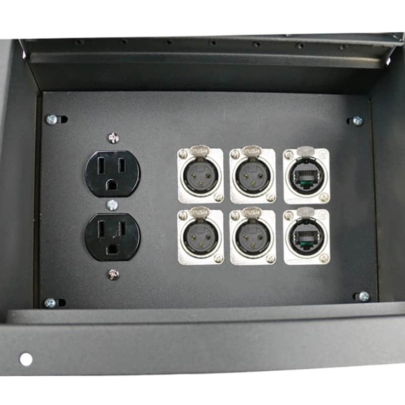 MCSPROAUDIO FBL4+2E+AC Recessed Floor Box With 4 XLRF + 2 Ethernet + Duplex AC with Back Box image 1