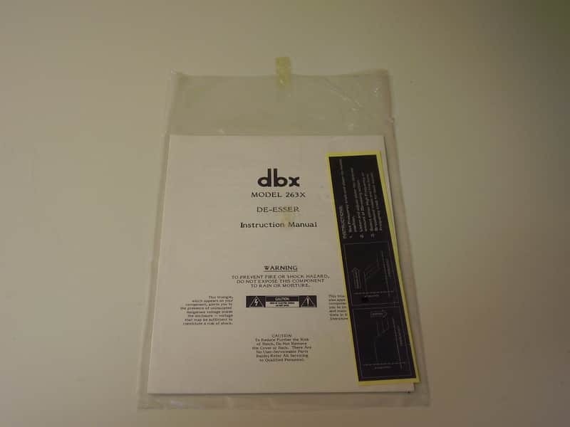 DBX 263X De-Esser Manual with Extra’s ~ Rare!!! image 1