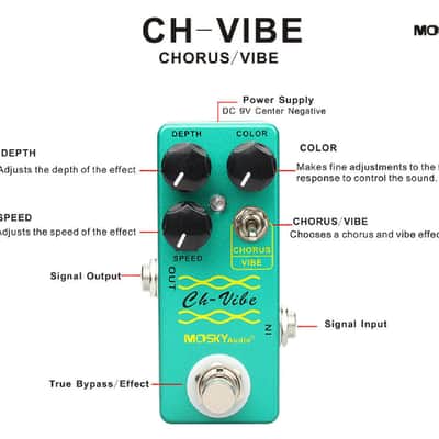 Mosky CH Vibe Chorus Vibe Vibrato Guitar FX Pedal Depth Color Speed Knob True Bypass image 9