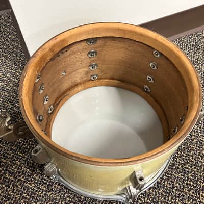 Vintage Slingerland 1948-54 Era Radio King Floor 16x16 & Rack Tom 12x8 White Marine Pearl WMP image 4