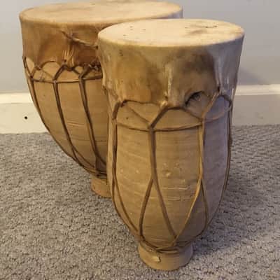 Traditional Moroccan Clay Double Tam Tam / Tbilat Drums image 6