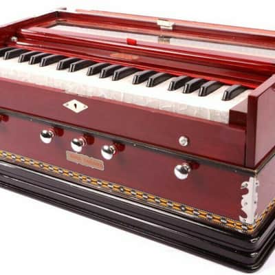 Handmade Harmonium With Bag BINA Tarang 3¼ Octave Double Reeds 5 Stopper Double Bellow - Natural image 6