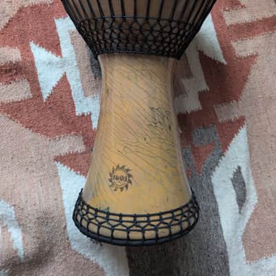 Premium Bees Dohola Darbuka Clay Glaze 10" inch. Yellow w green/blue crackle || Baraka Percussion image 2