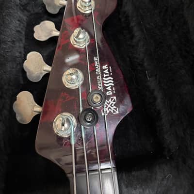 Modulus Graphite BassStar Fretless 4-String Bass Red w/ EMG Pickups & Hard Case – USA image 4