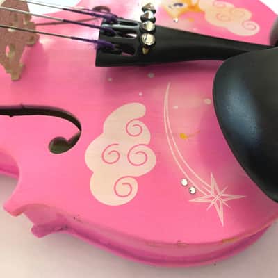 Pink Twinkle Star Violin Outfit - 4/4 w/ Brazilwood bow, case, Crystal tailpiece, crystals on stars, rosin, strings, set-up image 4