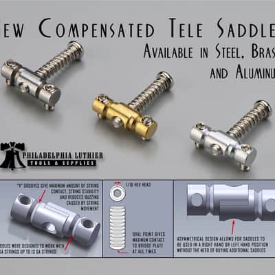 Compensated Telecaster Saddle - Aluminum - 1/4" Offset Barrel - Set of 3 image 4