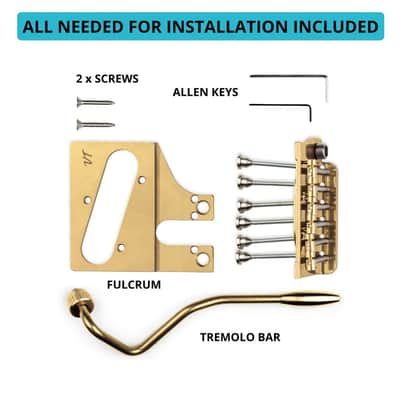 Vega-Trem VT2ND TeleTrem Modern Gold w/out Logo No-Drill Tremolo for Telecaster-Style Guitars image 3