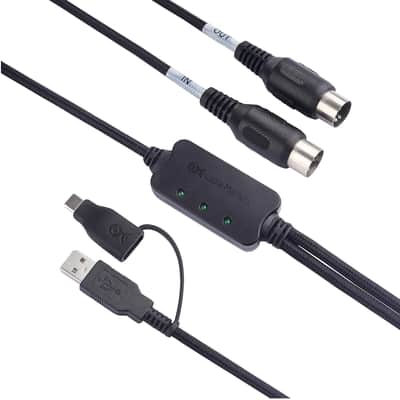 MIDI to USB Cable 6.6 ft / 2m (USB MIDI Cable, MIDI to USB C Cable) in Black image 4