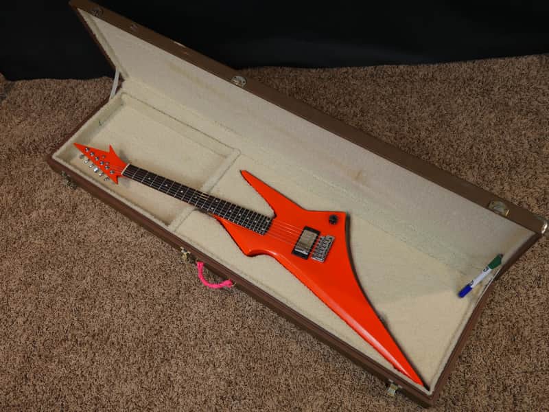 Video! 1980s Hondo H-1 Death Dagger Neon Orange Refinish w/ Original Hardshell Case image 1