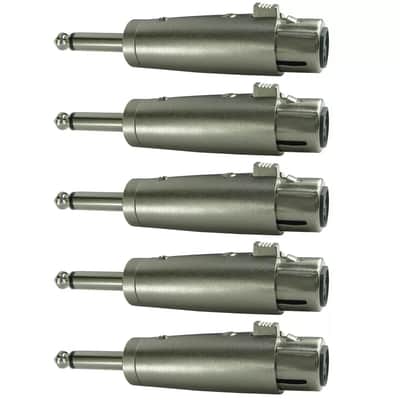 5 Pack 3 Pin Xlr Female To 1/4" Inch Male Mono Mic Cable Cord Pa Dj Adapter image 1