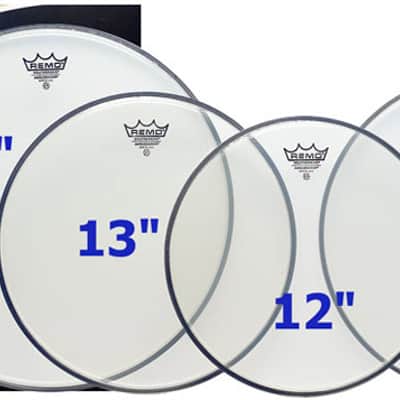 Remo 12/13/16 Clear Ambassador Head Pack with Free 14 Hazy Snare Side Head image 1