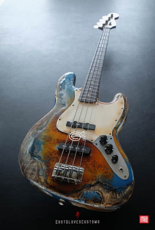 Fender Jazz Pelham Blue/Amber Paisley Bass Heavy Aged Relic (RARE) image 1