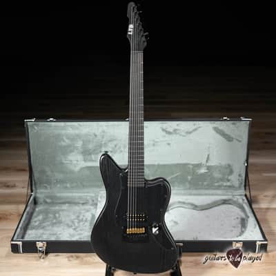 ESP LTD AW-XJ7B Baritone EverTune 7-String w/ Case – Black Open Grain Satin image 1