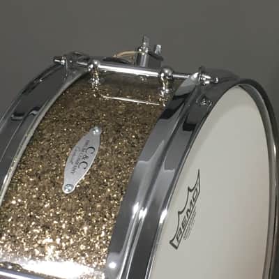 C&C Custom 2 Piece Jazz Bop Kit 18” Bass + 13” Snare Ginger / Champagne Glass Glitter Made in USA Maple Shells image 6