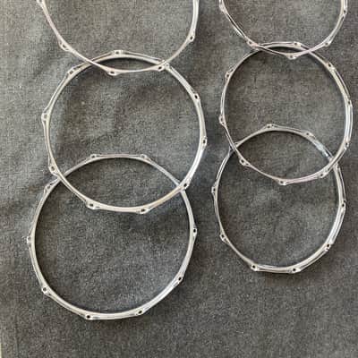 Lot of 6 dFd 14” 10 Lug Snare Hoops - Chrome image 3