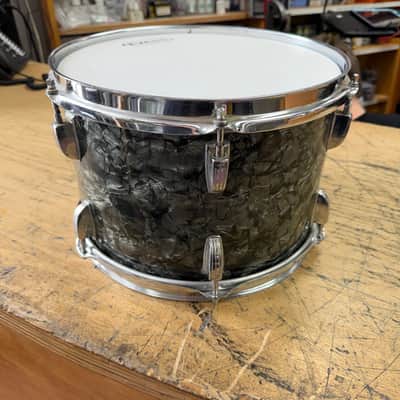 Vintage Ludwig 12"x8" Rack Tom Drum Keystone Badge 1968 Black Oyster Pearl image 4