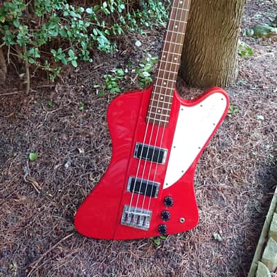 BURNY TB-70 Thunderbird Active Bass Japan circa 1987 in Fire Red with FGI Pickups image 1