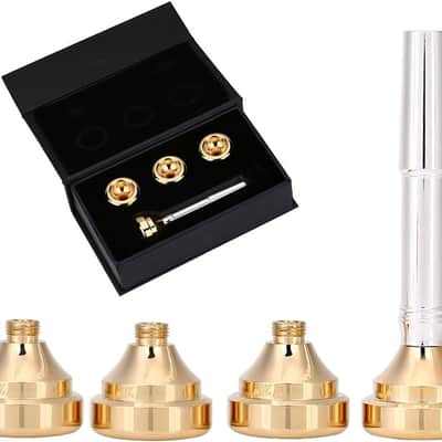Trumpet Mouthpiece, Gold Plated Brass Mouthpieces Kit with 1 1/2C 3C 5C 7C Sizes for Beginners Professionals Band Practice Studio Recording image 1