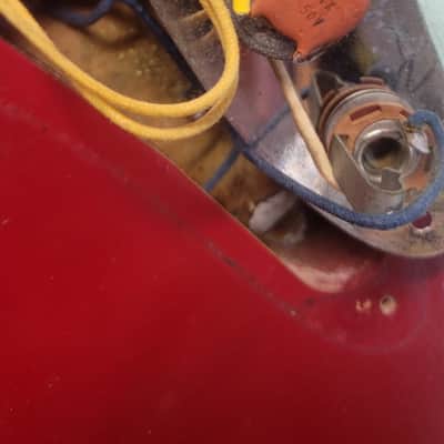 1966 Fender Mustang bass guitar, Dakota Red, OHC image 11