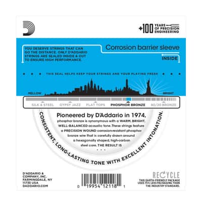 D'Addario EJ38 Phosphor Bronze 12-String Acoustic Guitar Strings, Light, 10-47 image 2