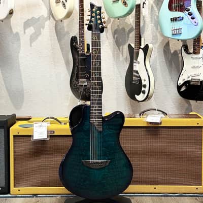 Emerald Guitars X-20 8-String Carbon Fiber Acoustic-Electric in Teal with OHSC image 8