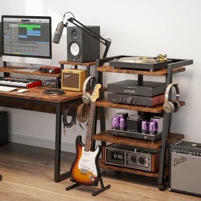 Mobile Studio Stand with Outlets and 4 Rolling Caster Wheels image 2