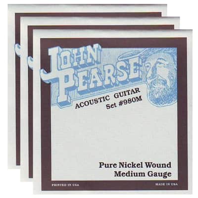 John Pearse Acoustic Strings Pure Nickel Medium 13-57 (3 Pack Bundle) image 1