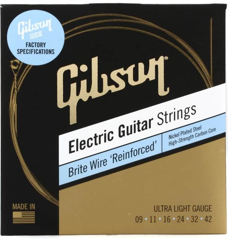 Gibson Brite Wire 'Reinforced' Electric Guitar Strings, Ultra-Light 9-42 image 1
