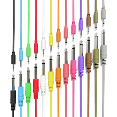 ExcelValley [13-Pack | 15 cm - 5.91"] Mono Patch Cables - TS 3.5mm 1/8" to 6.35mm 1/4" Eurorack Synth CV Gate image 1